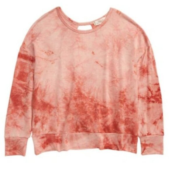 Walking On Sunshine Pink Tie-Dye Twisted Back Pullover Long Sleeve Sweater Sz M - Picture 2 of 8